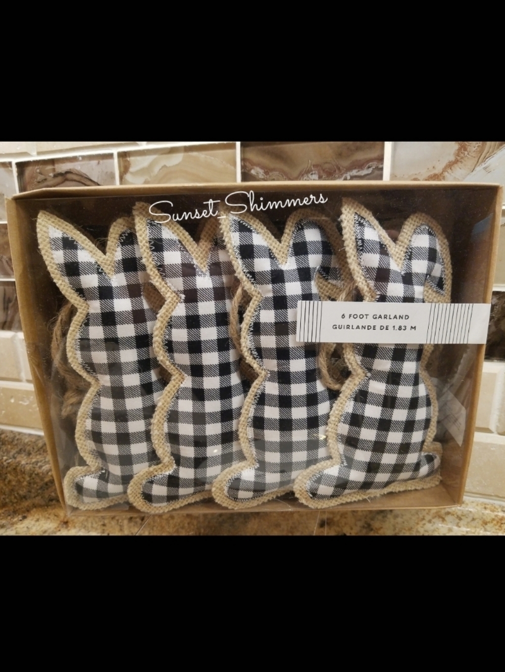6ft Mackenzie Style Courtly Check Gingham Bunny Rabbit Jute Farmhouse Garland